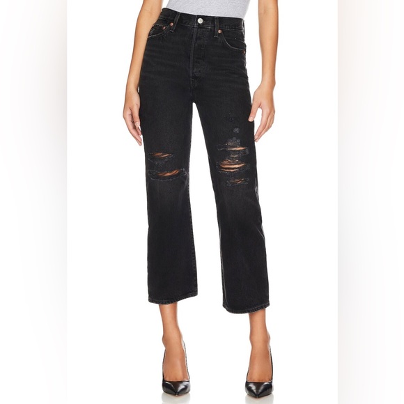 Levi's Denim - Levi’s Ribcage Straight Ankle, Distressed Black